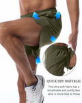 OEBLD Men's Athletic Running Shorts 5 Inch Quick Dry Army Green Size L by Deal US