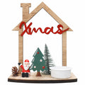 VQN Christmas Wooden Small House Crafts Rustic Xmas Holiday Ornament Decor by Deal US