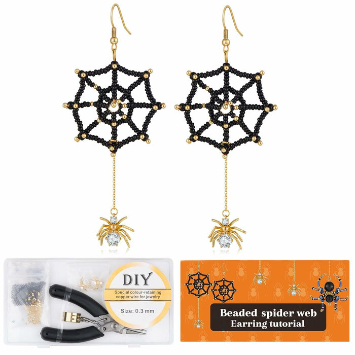 DoDoBeads Halloween Earring Making Kit Spider CZ Pendant Gold Beads by Deal US