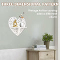 Multipurpose Floating Wall Shelf with Key Hooks Heart-Shaped 12" Vintage White by Deal US
