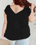 Bliwov Womens V Neck Short Sleeve Casual T Shirt Black 3XL by Deal US