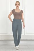 Women's Dress Pants Straight Work High Waisted Grey 29" Inseam Size 29 by Deal US