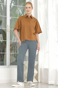 Women's Dress Pants Straight Work High Waisted Grey 29" Inseam Size 29 by Deal US