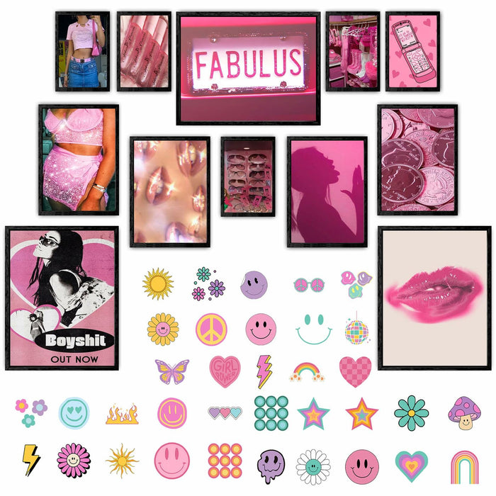 Lucky Numen Y2K Pink Posters 12PCS Teen Girls Bedroom Room Decor Unframed by Deal US