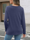 EasyGala Womens Pleated Long Sleeve Casual Top Navy Size M by Deal US