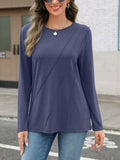 EasyGala Womens Pleated Long Sleeve Casual Top Navy Size M by Deal US