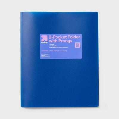 up & up 2 Pocket Plastic Folder with Prongs Blue by Deal US
