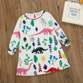 Dorhaeris Girls Cotton Long Sleeve Dinosaur A-line Crewneck Dress Size 2T by Deal US