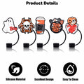 5Pcs Halloween Silicone Skull Ghost Straw Caps for Stanley 30&40oz Tumbler by Deal US