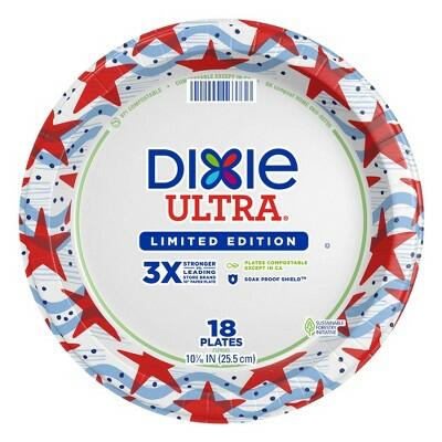 Dixie Ultra 10" Plates Americana 18 Count Paper Dinnerware by Deal US