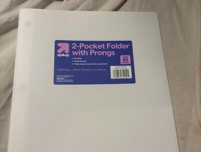 up&up 2 Pocket Plastic Folder with Prongs White Polypropylene by Deal US