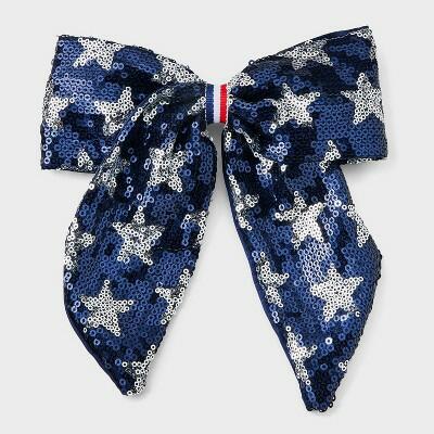 Cat & Jack Girls Americana Sequin Star Hair Bow Barrette Blue by Deal US