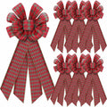 Yinkin 4 Pcs 15x44in Buffalo Plaid Christmas Wreath Bows Red Black by Deal US