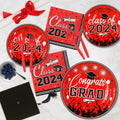 LELEMON Graduation Party Supplies Red Tableware Set Serves 25 Disposable by Deal US