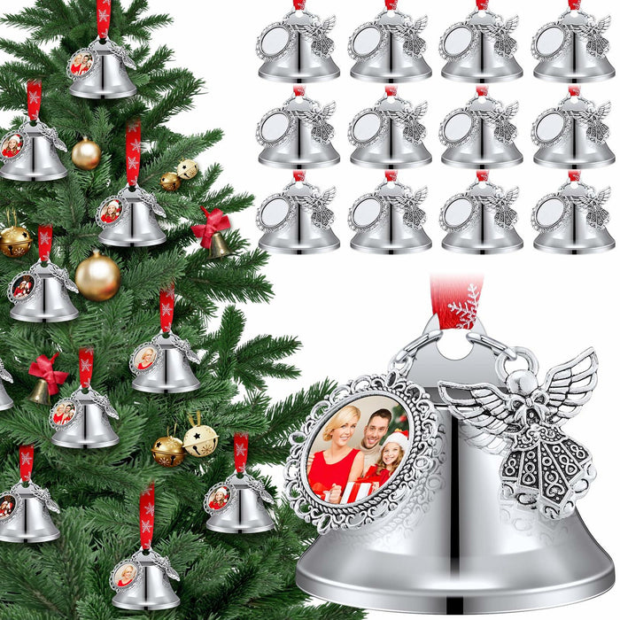 Syhood 16pcs Christmas Sublimation Bell Ornaments Red Metal Angel Frame by Deal US