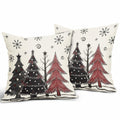 Christmas Pillow Covers Set of 2 18x18 Black Red Grey Xmas Tree Snowflakes by Deal US
