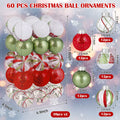 Realspring 60 Pc 2.4" Shatterproof Christmas Ornaments Red Green White by Deal US