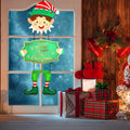 Elf Boys Hanging Sign with Lights Wooden Christmas Decor Indoor Outdoor by Deal US