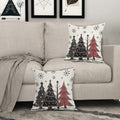 Christmas Pillow Covers Set of 2 18x18 Black Red Grey Xmas Tree Snowflakes by Deal US