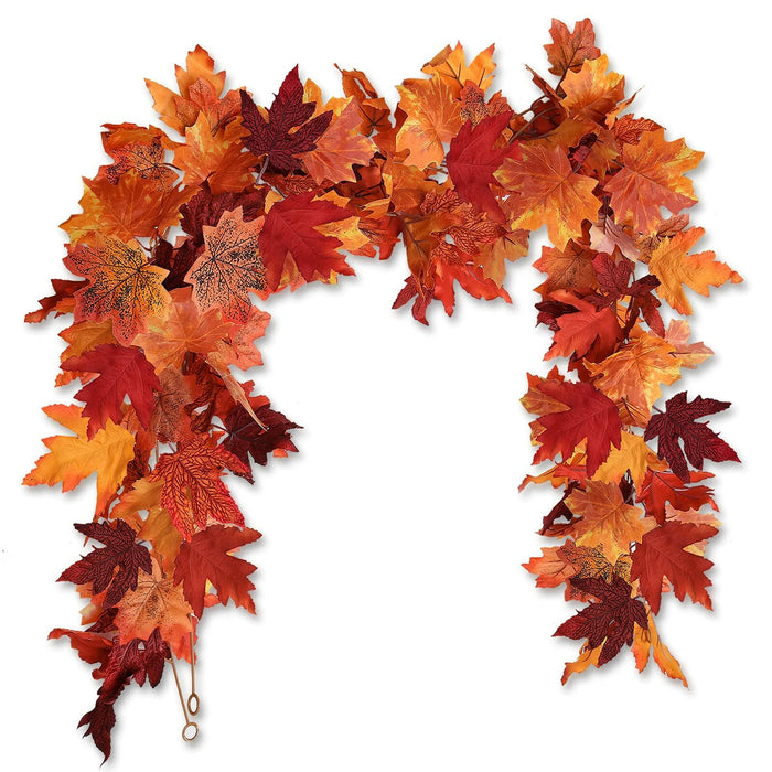 [Like New] RECUTMS 2Pcs Artificial Autumn Maple Leaves Garland 2.5FT Fall Decor by Deal US
