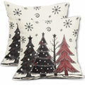 Christmas Pillow Covers Set of 2 18x18 Black Red Grey Xmas Tree Snowflakes by Deal US