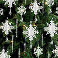 24 Pcs Snowflake Drop Ornaments Clear Decorative Hanging for Christmas Tree by Deal US