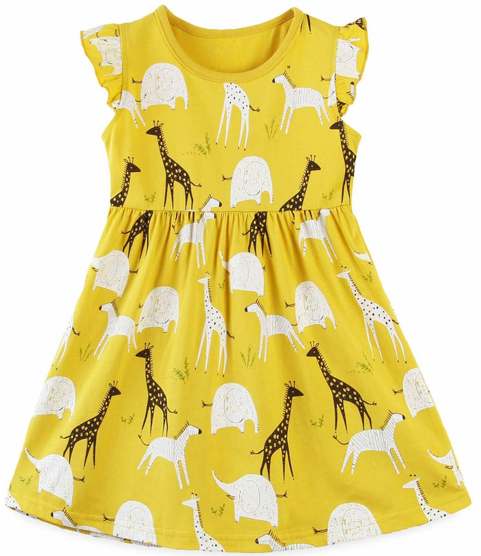 Toddler Girl Dress Sundress Short Sleeve Dinosaur Pink Size 5T by Deal US