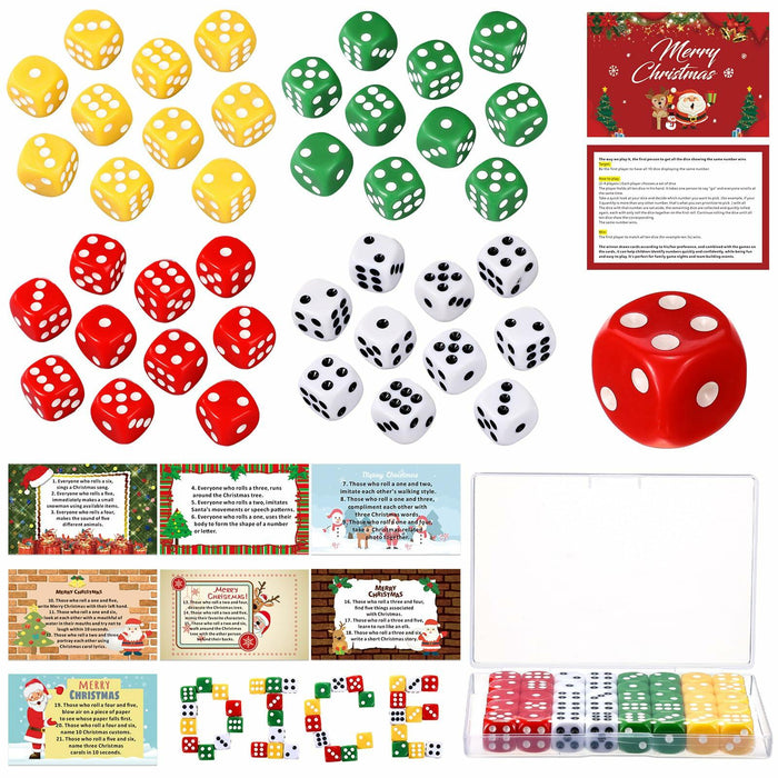 [Like New] Shappy Christmas Party Dice Game Set 4 Sets 4 Colored Dice Storage Box 4 Players by Deal US