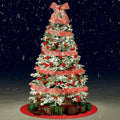 Suilung 22 Pcs Christmas Tree Skirt 46" Red Sequins Ribbon & 20 Ornaments Set by Deal US
