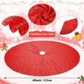 Suilung 22 Pcs Christmas Tree Skirt 46" Red Sequins Ribbon & 20 Ornaments Set by Deal US