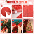 Suilung 22 Pcs Christmas Tree Skirt 46" Red Sequins Ribbon & 20 Ornaments Set by Deal US