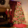 Suilung 22 Pcs Christmas Tree Skirt 46" Red Sequins Ribbon & 20 Ornaments Set by Deal US