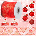Suilung 22 Pcs Christmas Tree Skirt 46" Red Sequins Ribbon & 20 Ornaments Set by Deal US