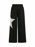 RoseSeek Girl's Wide Leg Star Print Sweatpants High Waist Black Size 12Y by Deal US