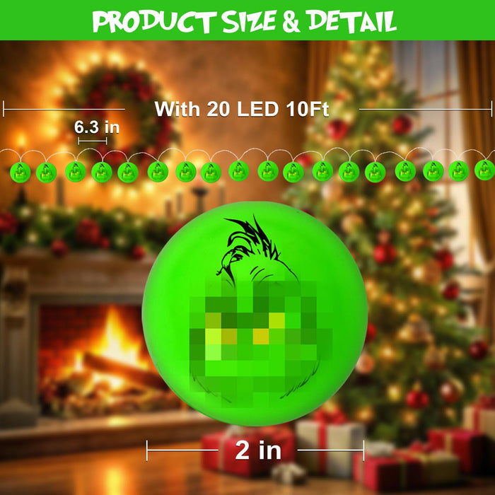 BESTVIVE Battery Operated Round Green Christmas String Lights Indoor Outdoor by Deal US