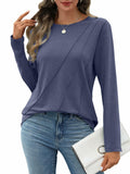 EasyGala Womens Pleated Long Sleeve Casual Top Navy Size M by Deal US