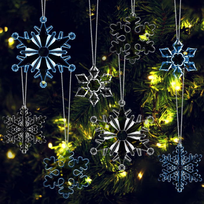 64 Pcs Acrylic Christmas Snowflake Ornaments Hanging Decorations Elegant by Deal US