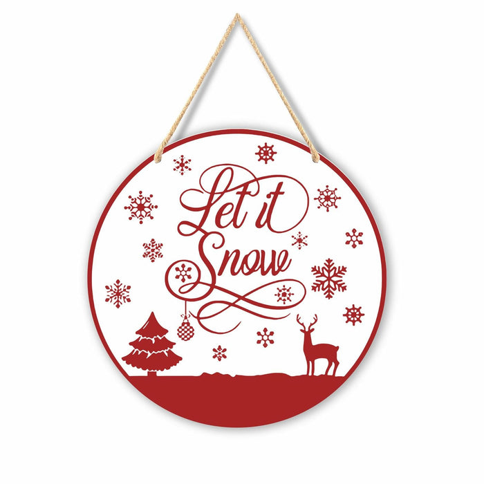 Absnfatu Let It Snow Christmas Wood Door Sign Hanging Decor by Deal US