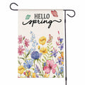 ZRTR Hello Spring Garden Flag 12x18 Inch Double Sided Burlap Floral by Deal US