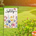 ZRTR Hello Spring Garden Flag 12x18 Inch Double Sided Burlap Floral by Deal US