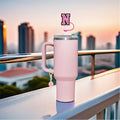 IN CHENTHY Straw Topper 2pcs Letter N Covers + Charm Chain + Alphabet Stickers by Deal US