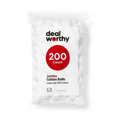 Dealworthy Jumbo Cotton Balls 200ct White Soft Absorbent Skincare DIY by Deal US