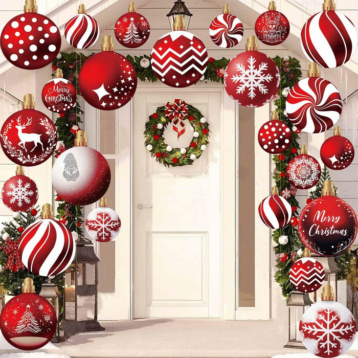 24pcs Red Peppermint Candy Ornaments & Yard Signs Christmas Tree Decor by Deal US