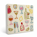 OFlich Wine Bar Wooden Box Sign 5x5 Inches Wine Decor Home Bar Kitchen by Deal US