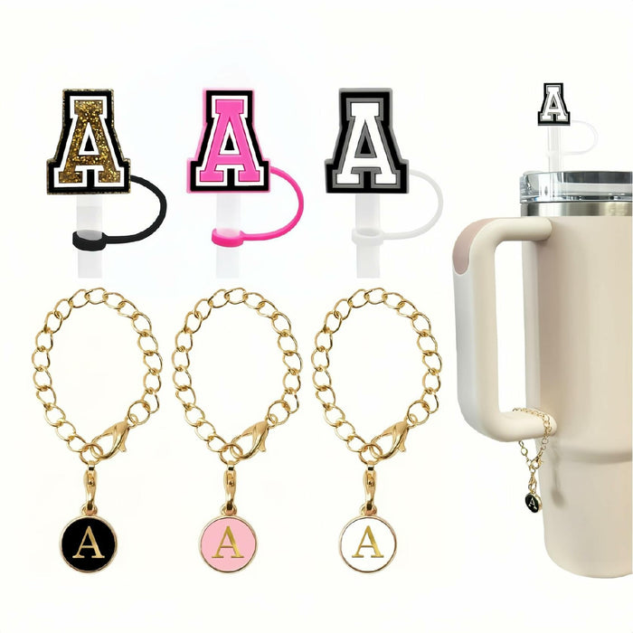 IN Chenthy 3pcs Letter Straw Covers + 3pcs Initial Charms for Stanley 30/40oz by Deal US