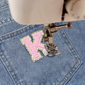 3Pcs Chenille Letter Patches Iron-On Pink 2 Inch Glitter Alphabet K by Deal US
