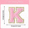 3Pcs Chenille Letter Patches Iron-On Pink 2 Inch Glitter Alphabet K by Deal US