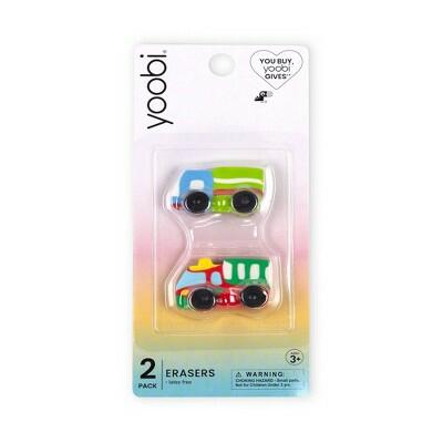 Yoobi 2pk 3D Trucks Erasers School Supplies Latex Smudge Free by Deal US