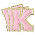 3Pcs Chenille Letter Patches Iron-On Pink 2 Inch Glitter Alphabet K by Deal US