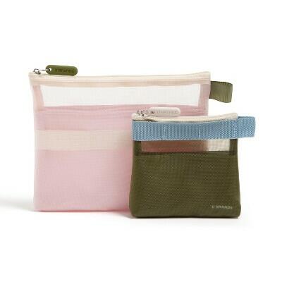 U Brands Micro Mesh Stash Pouch 7x5.8 & 4.2x4.2 Dusty Rose Olive 2pk by Deal US